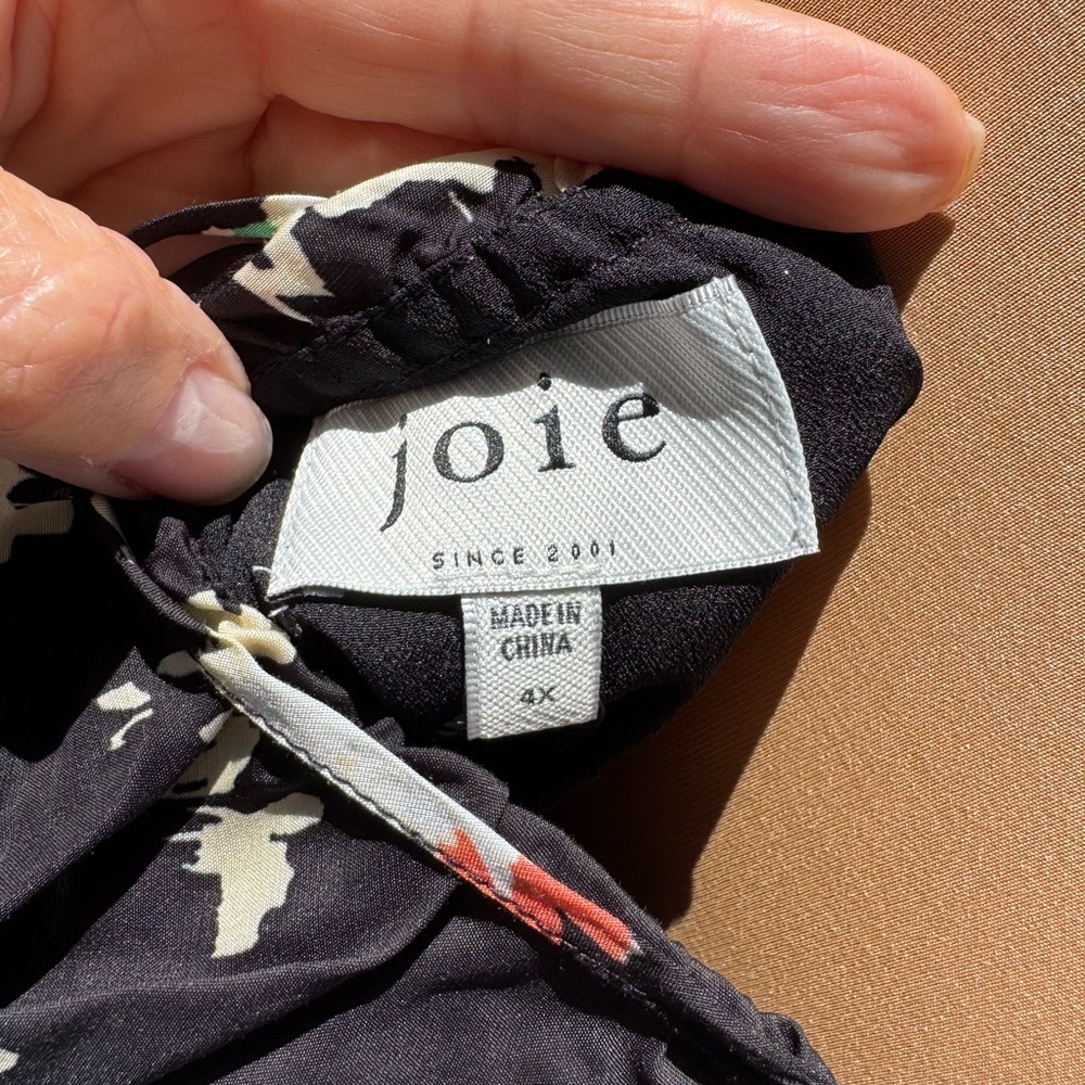 Joie Black/White Floral Mini Summer Ruffle Dress Spaghetti Strap Plus Size 4X - Picture 9 of 14